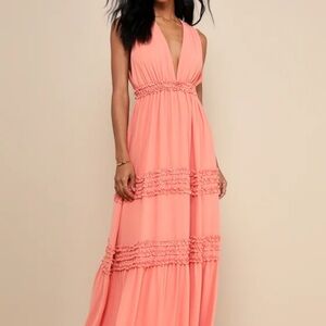Lulu’s coral maxi dress